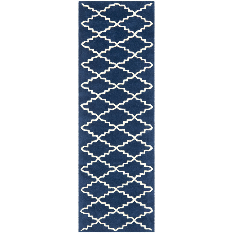 Chatham 60" x 27.6" Dark Blue/Ivory Hand-Tufted Wool Rug