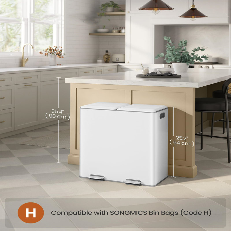 Stainless Steel Step On Waste Bin - 30L, White