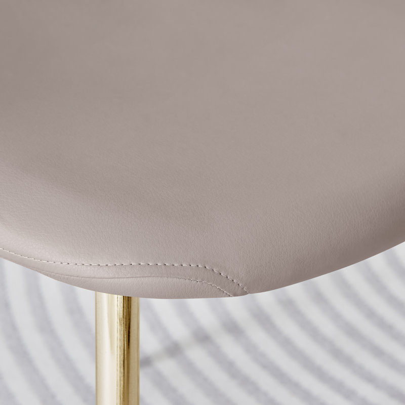 Tierra Sleek Gold and White Gloss Round Dining Table Set with 4 Luxury Faux Leather Dining Chairs, Cappuccino/Gold