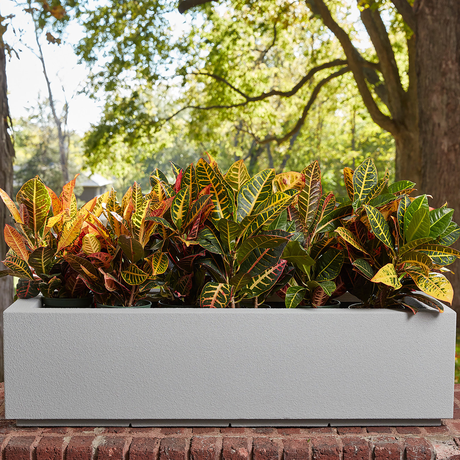 Gita Tall Lightweight Outdoor Trough Planter Box, Concrete Gray, 12"H x 46"W x 17"D