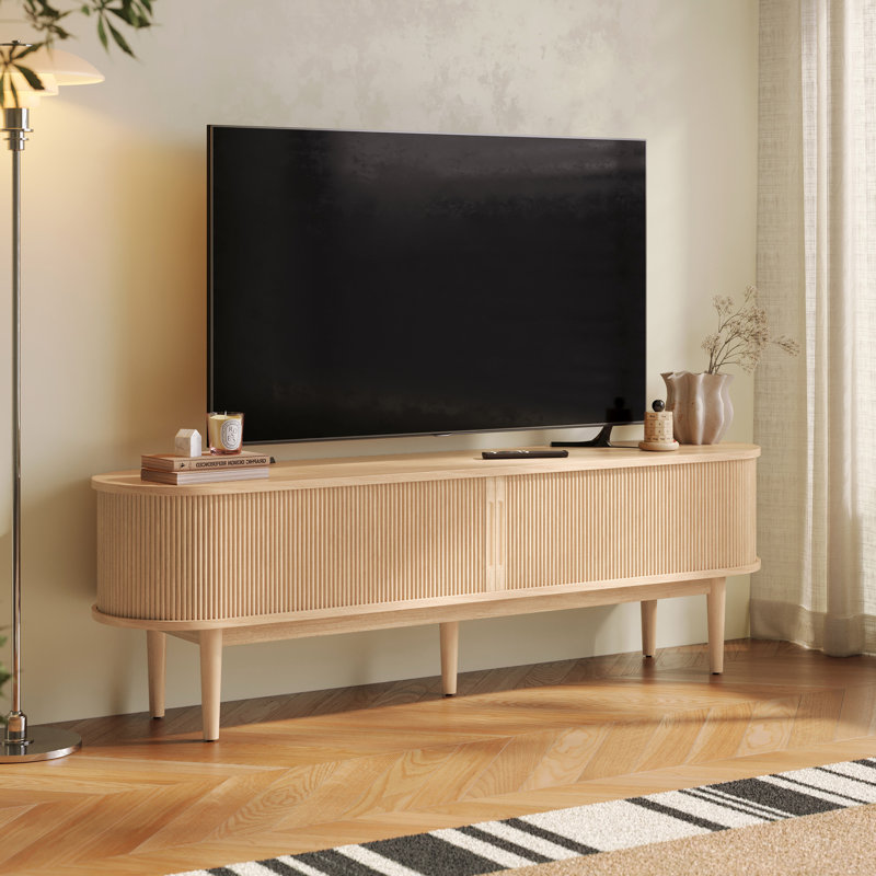 Meuble télé pour téléviseur de 75 po ou moins Leathia, Bois de chêne