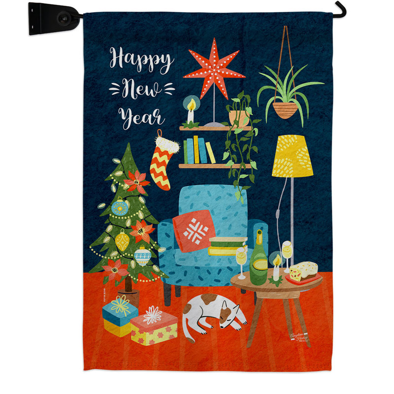 Double Sided 18.5'' H x 13'' W Polyester New Year's Flag Set