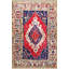 Tapis décoratif rétro à motif floral rouge et bleu-631943505