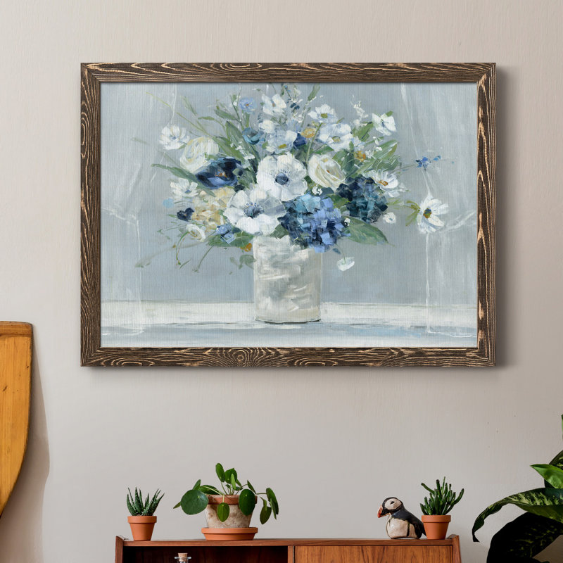 Be Be Blue - Reproduction d'art sur papier encadrée, H 31,5 po x l 23,5 po x P 1,5 po, Toile avec cadre noyer