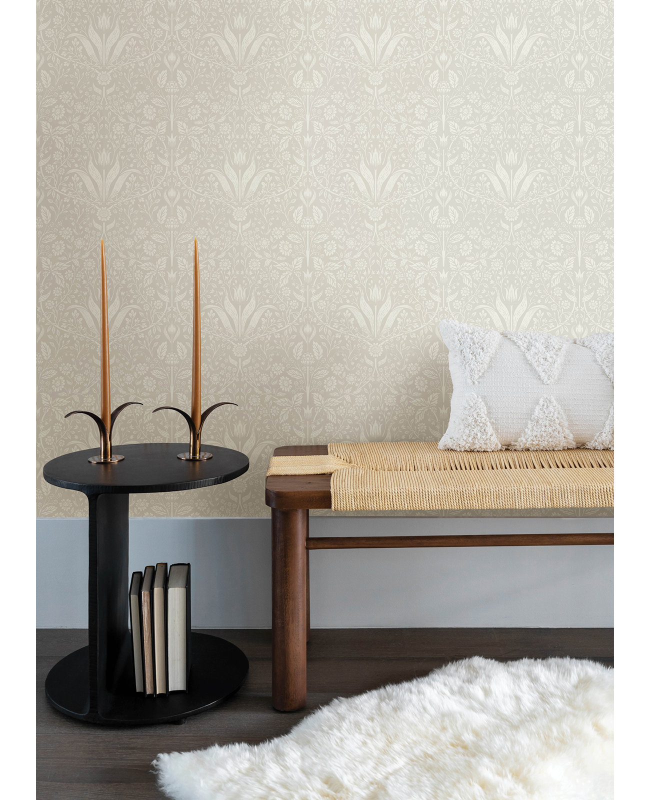 Triste Floral Wallpaper, Beige/Off-White