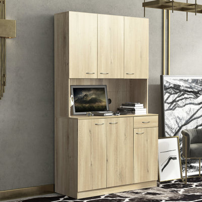 Storage Cabinet For Living Room & Kitchen. 6 Doors, 1 Drawer, Open Shelf. , Easy To Clean And Sophisticated Wardrobe Kitchen Cabinet, Look. 6-doors, 1-open Shelf, 1. Practical
