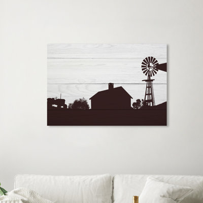 «Nature and Landscape Farm Silhouette Black Country Landscape», reproduction sur toile tendue