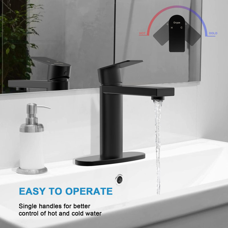 Single-Hole Single-handle Bathroom Faucet with Drain Assembly, Matte Black