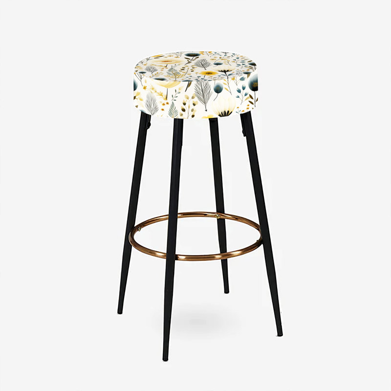 Ensemble de 2 tabourets de bar floraux jaunes et blancs