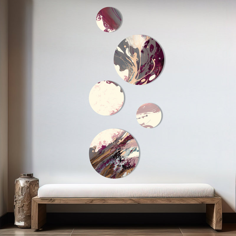 Celebration in Raspberry Blush II - Abstract Liquid Ink Metal Wall Décor