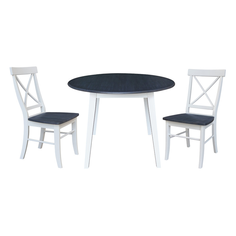 Ensemble de salle à manger Kaylam, Gris chiné / Blanc, 3 pièces: table, 2 chaises