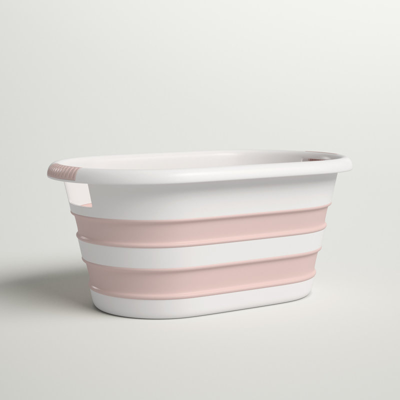 Durable Foldable Laundry Basket, Pink, 21.2 x 15.2 x 9.3 inches | 100% Plastic, Space-Saving Design | Easy to Store with 2.8-inch Folded Height | Perfect for Home Organization & Laundry Needs
