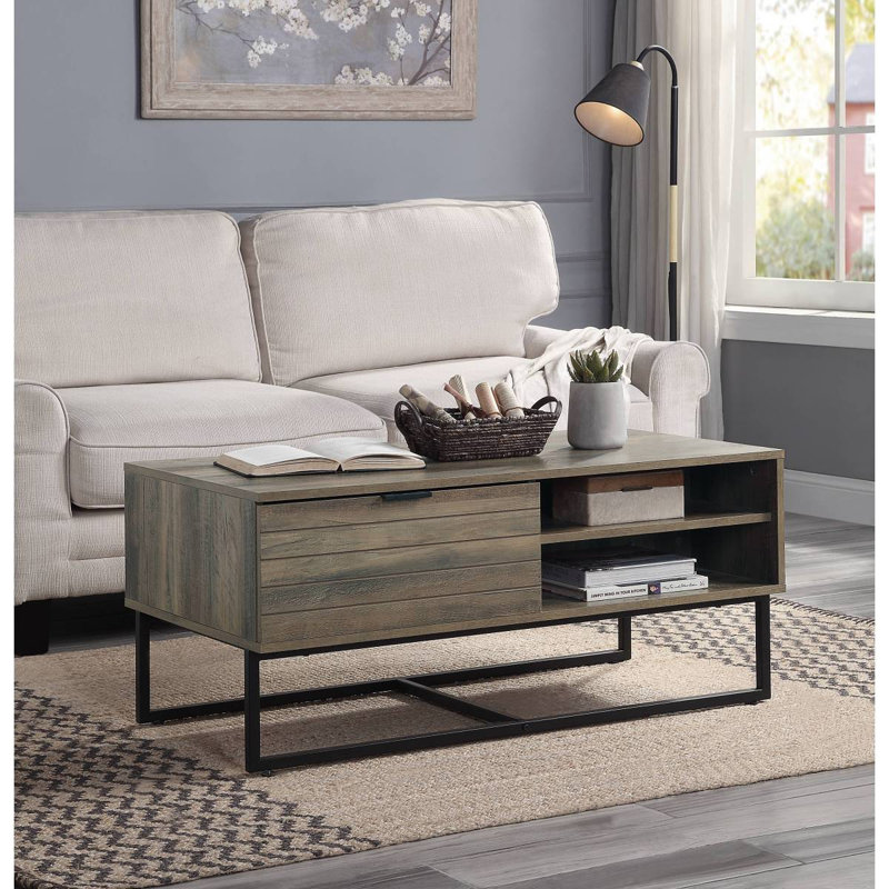 Homare Rustic Oak & Black Finish Coffee Table