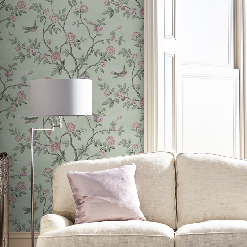 Laura Ashley Eglantine Wallpaper Roll, Eau de Nil