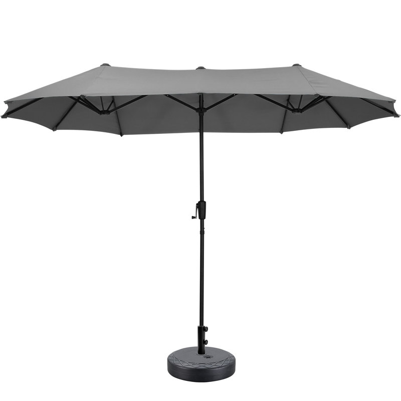 Parasol de patio 13 pi avec base, Gris