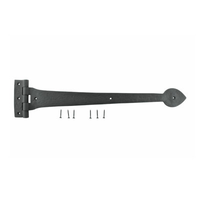 Charnières de porte noires en forme de cœur en fer forgé avec vis