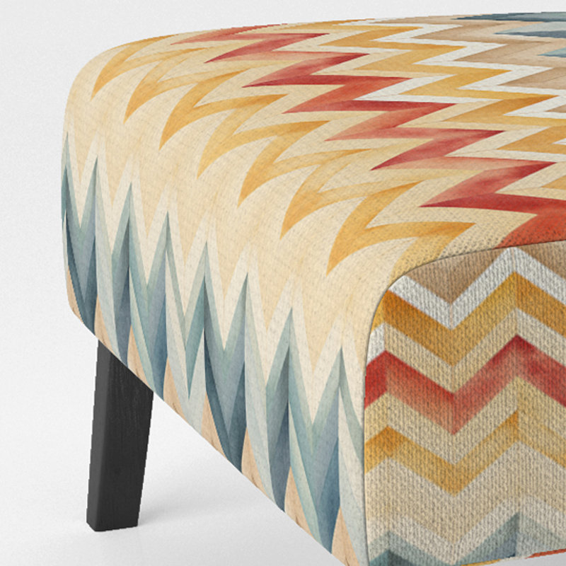 Motif géométrique à chevrons harmonisés - Fauteuil d'appoint et fauteuil rembourrés, Red/Gold/Beige/Blue Polyester Blend