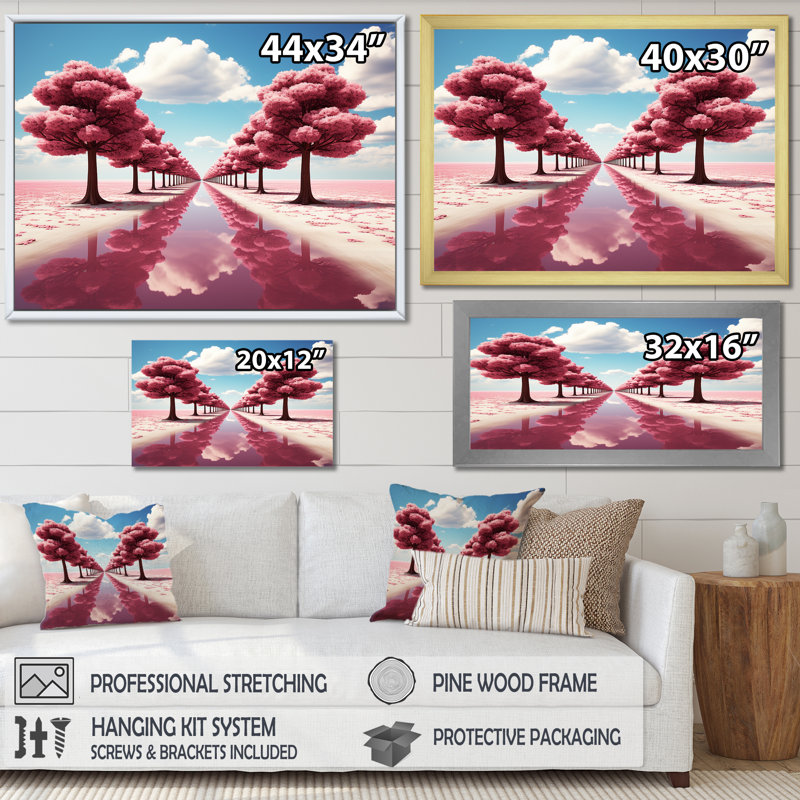 «Pink Tree Path Universe In Parallel - Science Fiction», art mural, Toile tendue, H 12 po x l 20 po x P 1 po