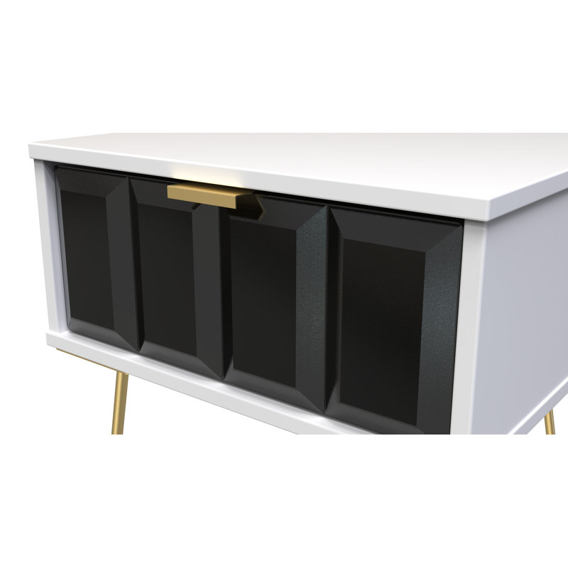 Allem 1 Drawer Bedside Cabinet (Ready Assembled), Deep Black/White