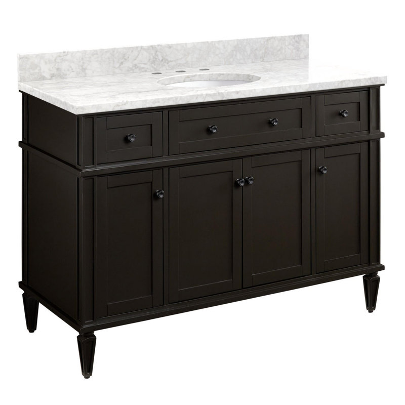 48" Elmdale Vanity for Undermount Sink, Black, Carrara Marble