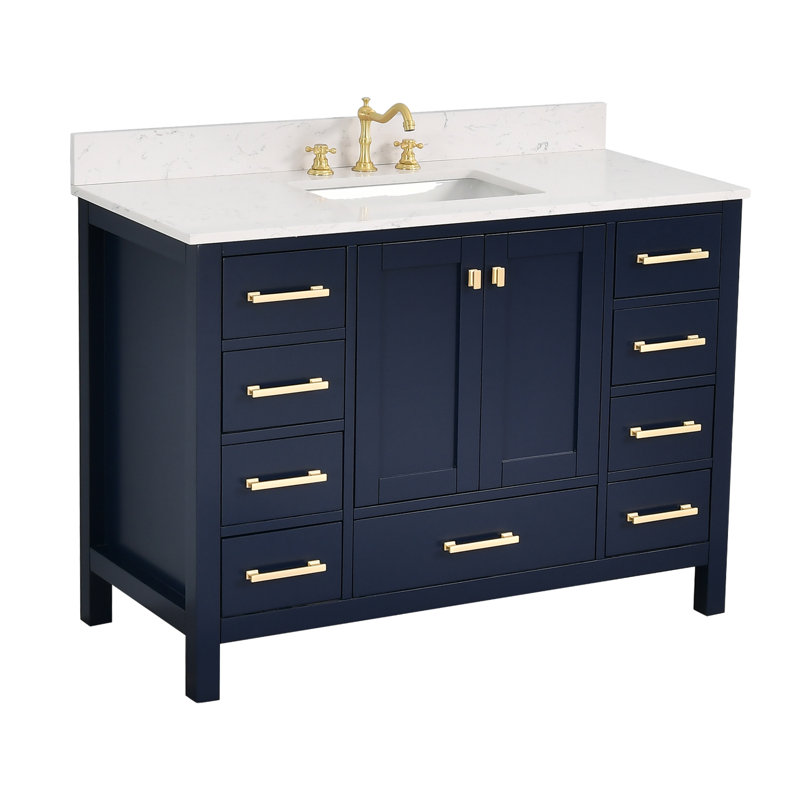 Chardell 48 " W Freestanding Standard 1 Single Vanity Bathroom Vanity With Engineered Stone Top, Blue