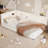 Upholstered Twin XL Platform Bed with LED Lights & Built-in USB Charging Ports, White-578515776-578515777
