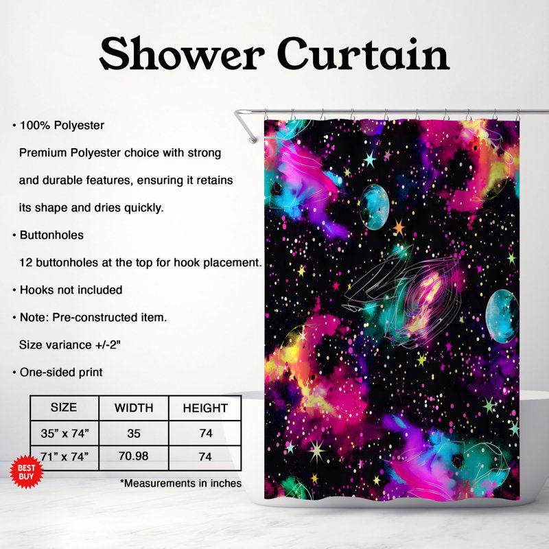 Rideau de douche Galaxy Shimmer - Premium, H 74 po x l 71 po