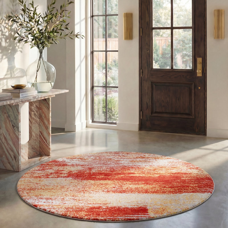 Algonquin Performance Abstract Rug, Round 6', Rust/Gold