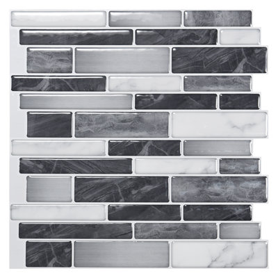 12'' W x 12'' L Vinyl Peel and Stick Subway Tile for Kitchen Backsplash,10-Sheet