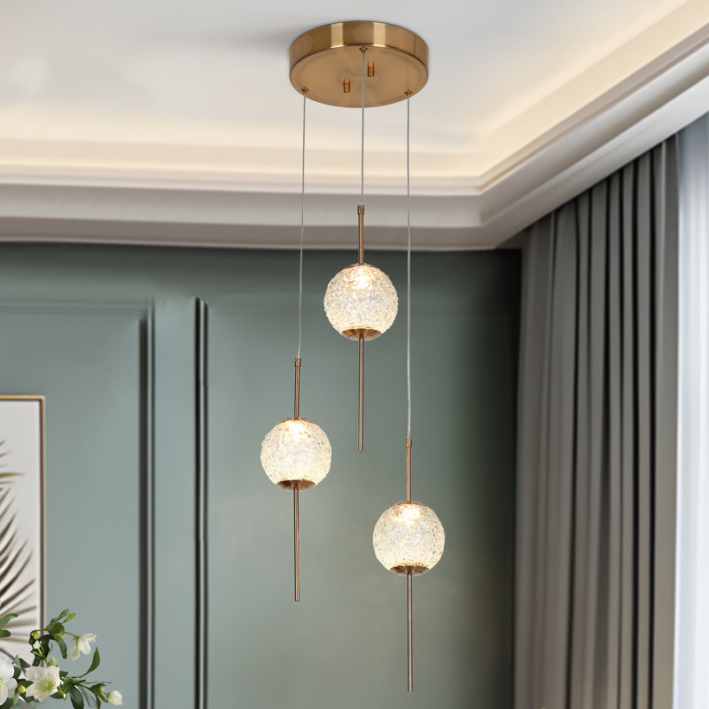 Luminaire suspendu en verre martelé à 3 lumières Chantae