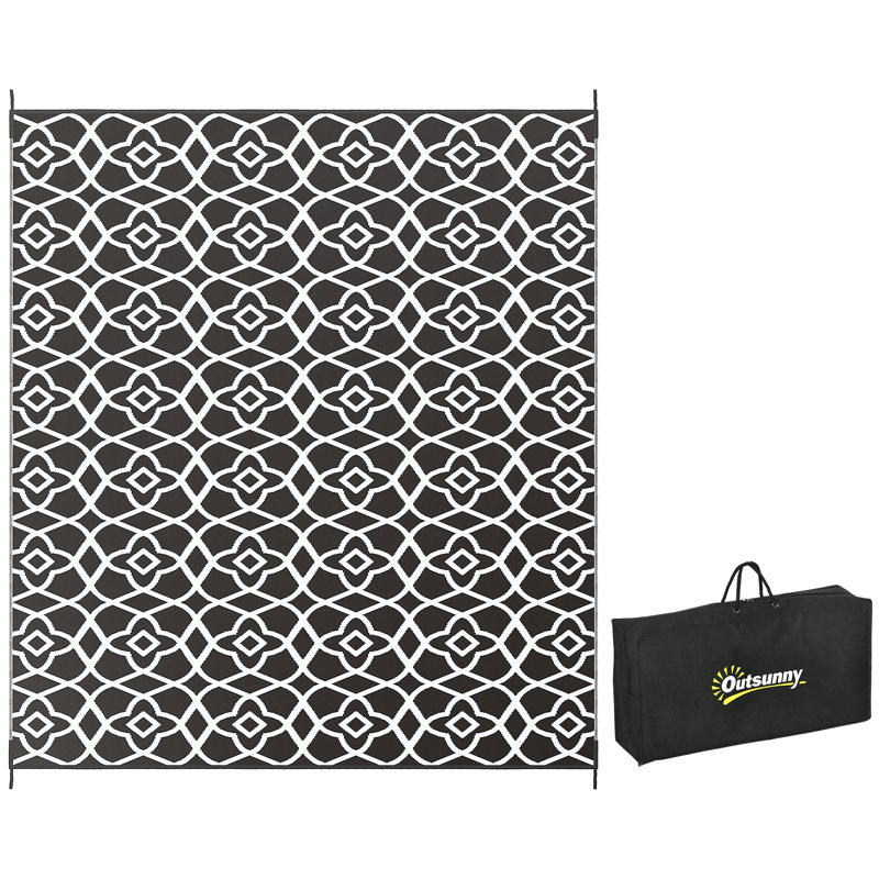 Outsunny Reversible Outdoor Rug, Waterproof Plastic Straw Floor Mat, Portable Rv Camping Carpet With Carry Bag, Large Floor Mat For Backyard, Deck, Picnic, Beach