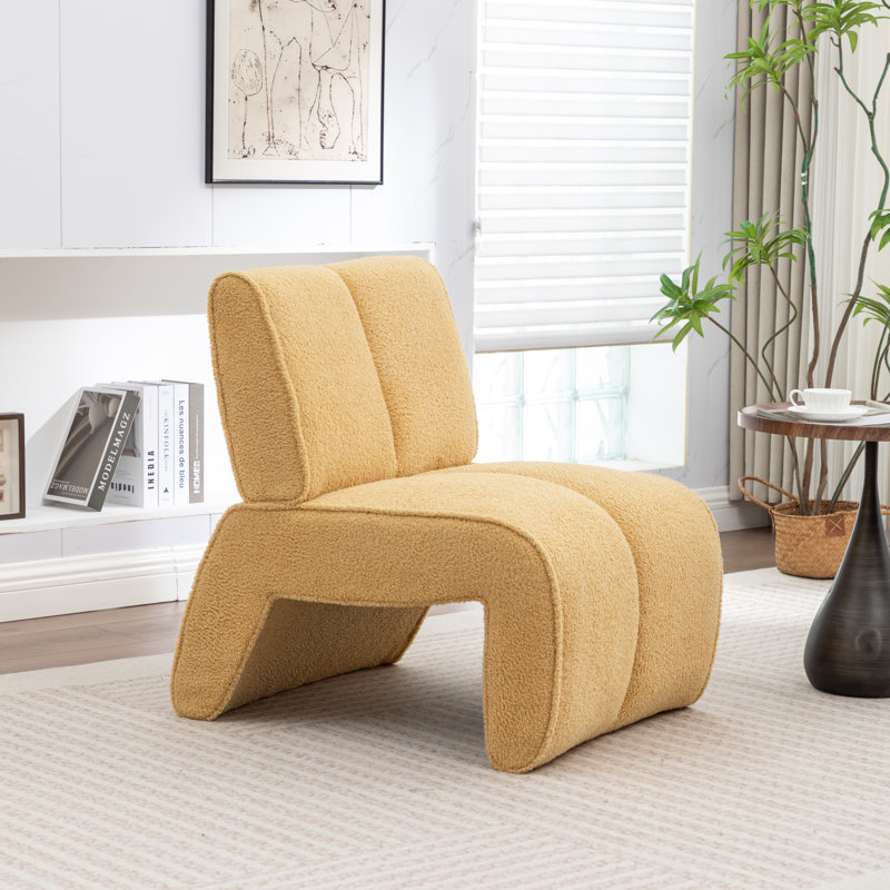 Mathias Upholstered Faux Fur Accent Chair, Yellow