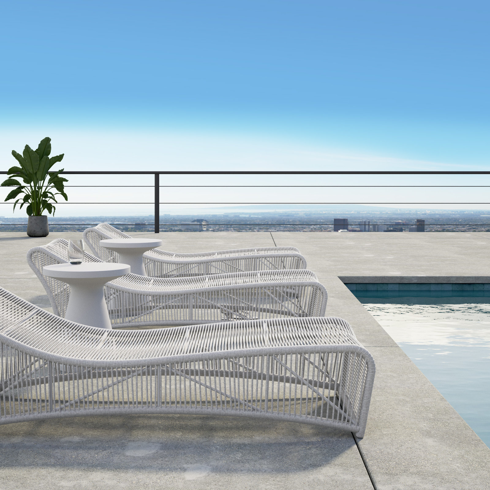 Renfri Outdoor Olefin Rope Chaise Lounge, Gray