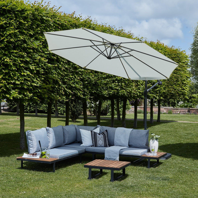 Rechard Garden Corner Sofa Set with Cream Parasol