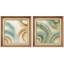Reproduction d'art moderne et moderne de 2 lignes courbes bleu sarcelle et sable encadrée-985365865-985365877