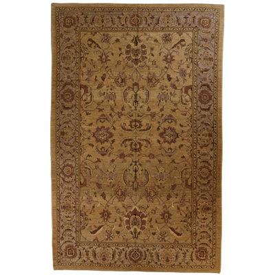 Global Rug One-of-a-Kind Hand-Knotted Pishawar Brown/Gray/Green 13'8" x 15'11" Wool Area Rug