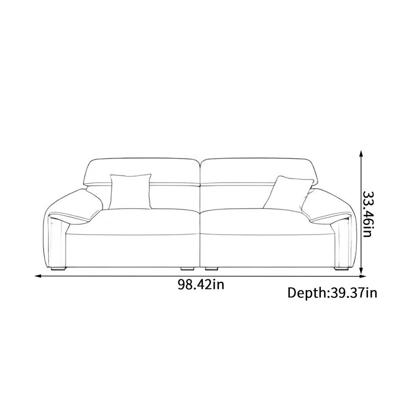 Canapé italien simple en ligne, H 33,46 po x l 98,42 po x P 39,37 po