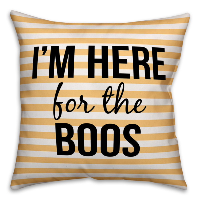 I'm Here For The Boos Striped Indoor/Outdoor Reversible Throw Pillow, Indoor