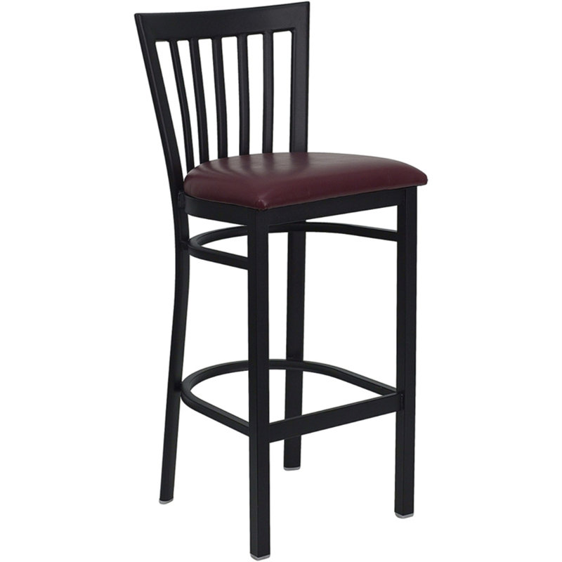 Lyman Counter Stool with Metal Frame, Burgundy Vinyl, Bar Stool (29” Seat Height), 1