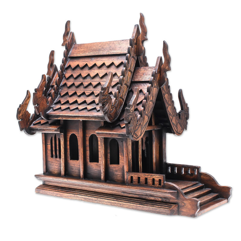 Guardian Spirit Home Teak Spirit House Sculpture