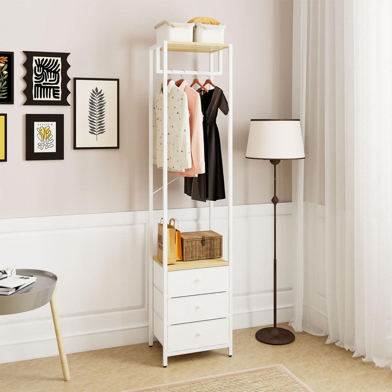 Metal Freestanding Coat Rack, Wood Color&white