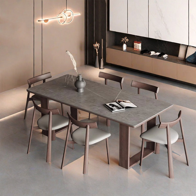 Modern simple rock plate dining table sets, 29.52"H x 70.86"L x 35.43"W