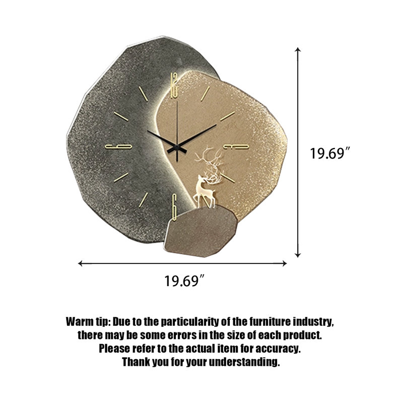 Horloges murales miroitantes en porcelaine, Noir / doré, Moyen - 19,69 po