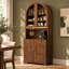 Armoire de cuisine cintrée avec portes vitrées, éclairage DEL, station de recharge et tablettes réglables.-958201059