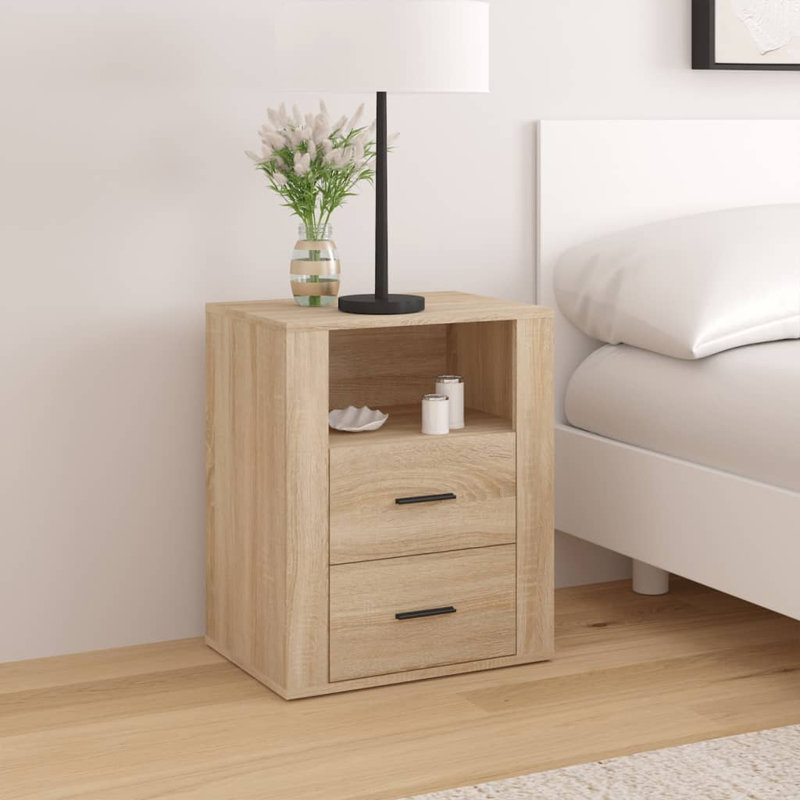 Jannika 50cm W Manufactured Wood Bedside Table, Oak