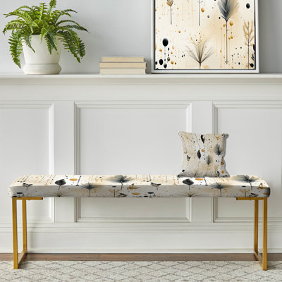 Gris et beige Urban Ferns Soft Color I - Banc rembourré floral doré