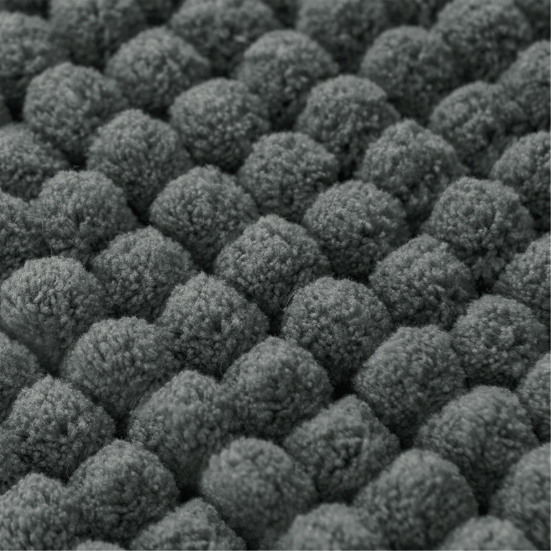 Azriah Luxury Chenille Super Soft Absorbent Polyester Rectangle Non-Slip Bath Rug, 24" W x 60" L, Gray