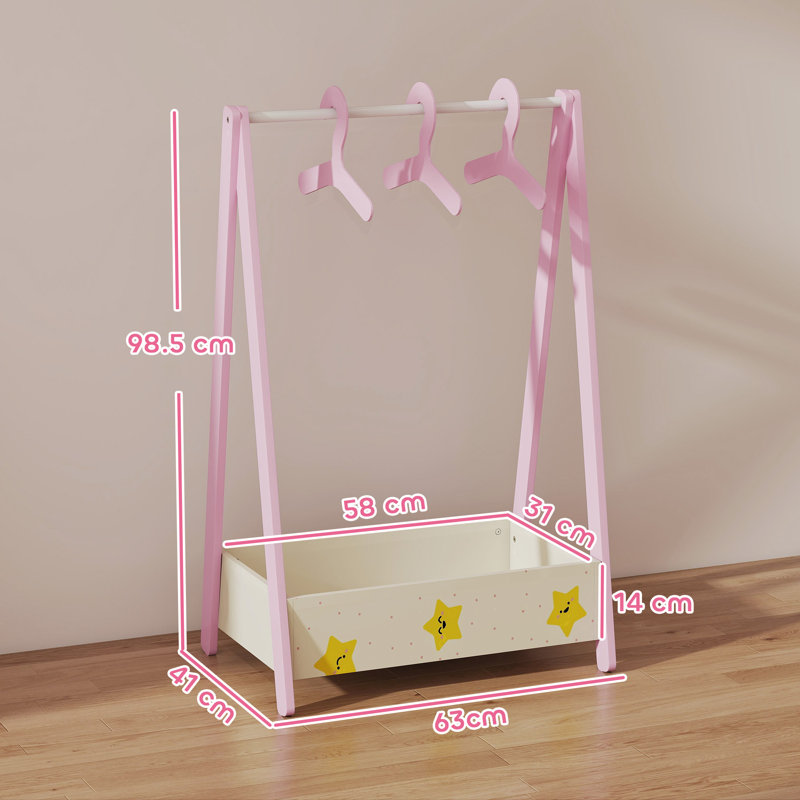 AIYAPLAY Baby Clothing Rack, Leaf Theme for Ages 3-6 with Hangers Pink