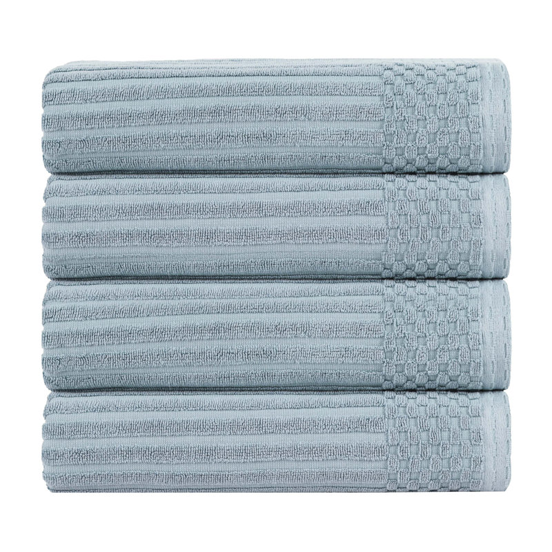 Serviette de bain épaisse absorbante en coton côtelé, Bleu ardoise