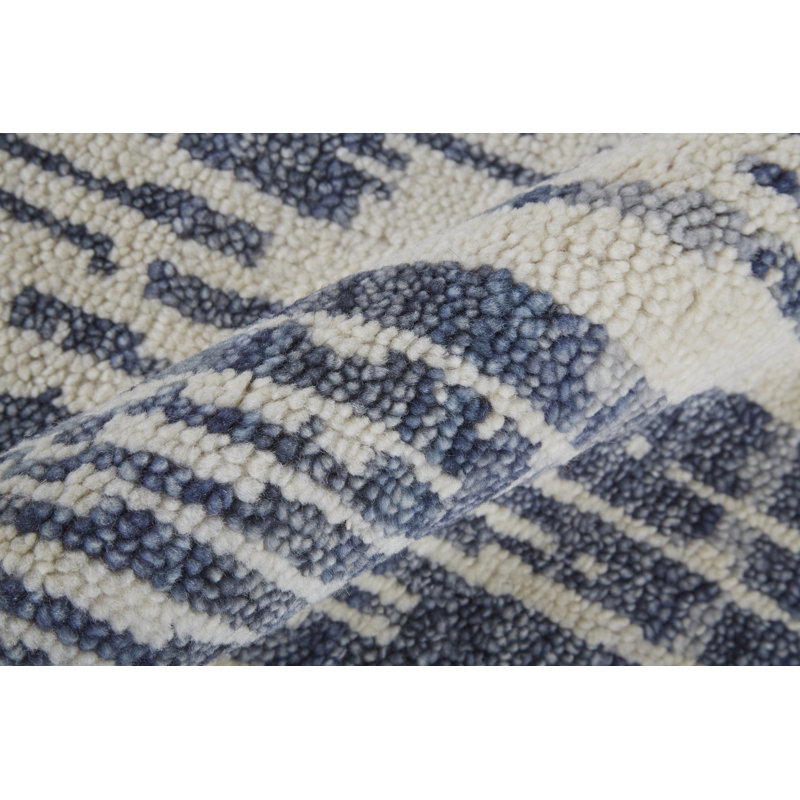 Roxford Transitional Abstract, Ivory/Blue Area Rug, Rectangle 7'9" x 9'9"